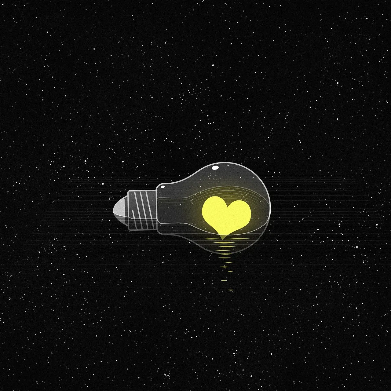 light bulb, heart, universe